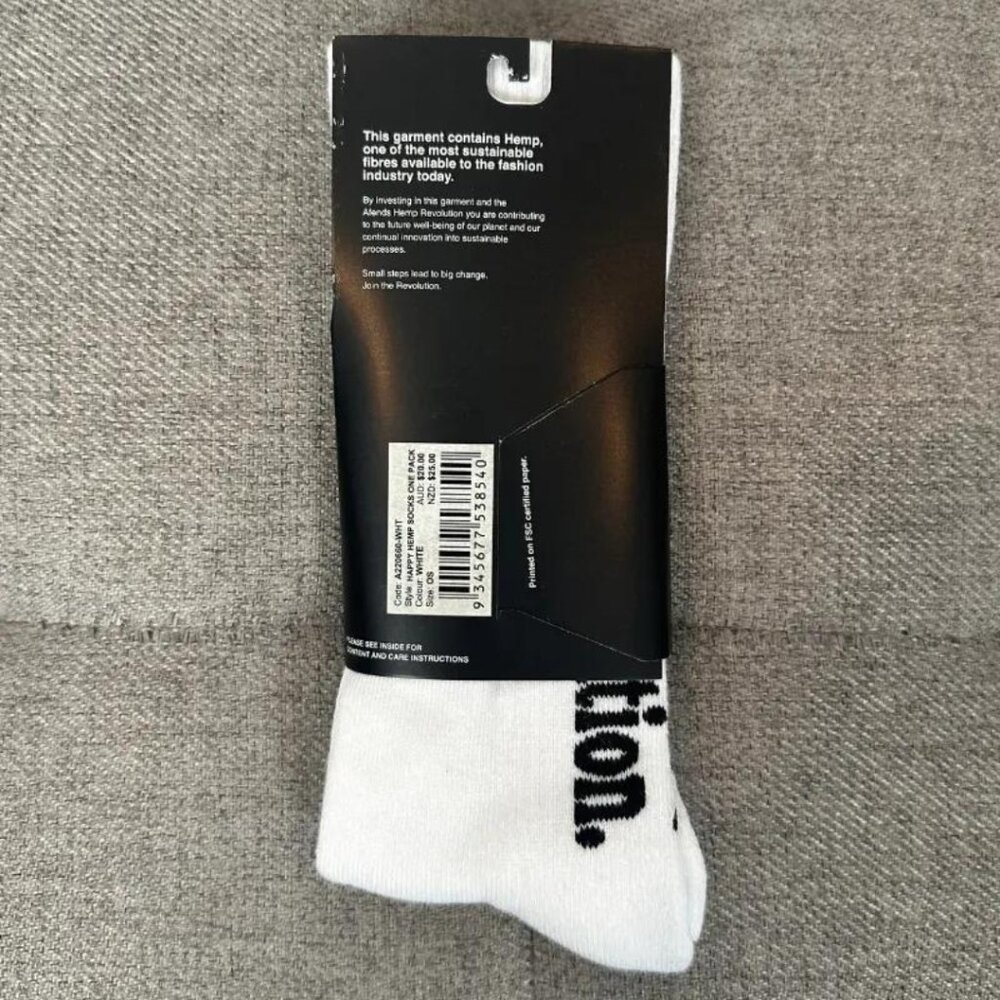 BNWT Afends - Happy Hemp Weed Crew Socks / White / Unisex - Picture 6 of 6